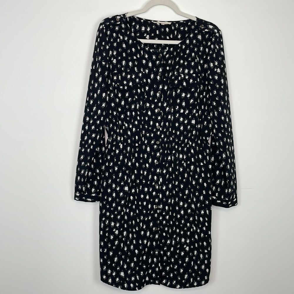 41 Hawthorn Black, White, Gray Printed Long Sleeve Shirt Dress. Size Large.